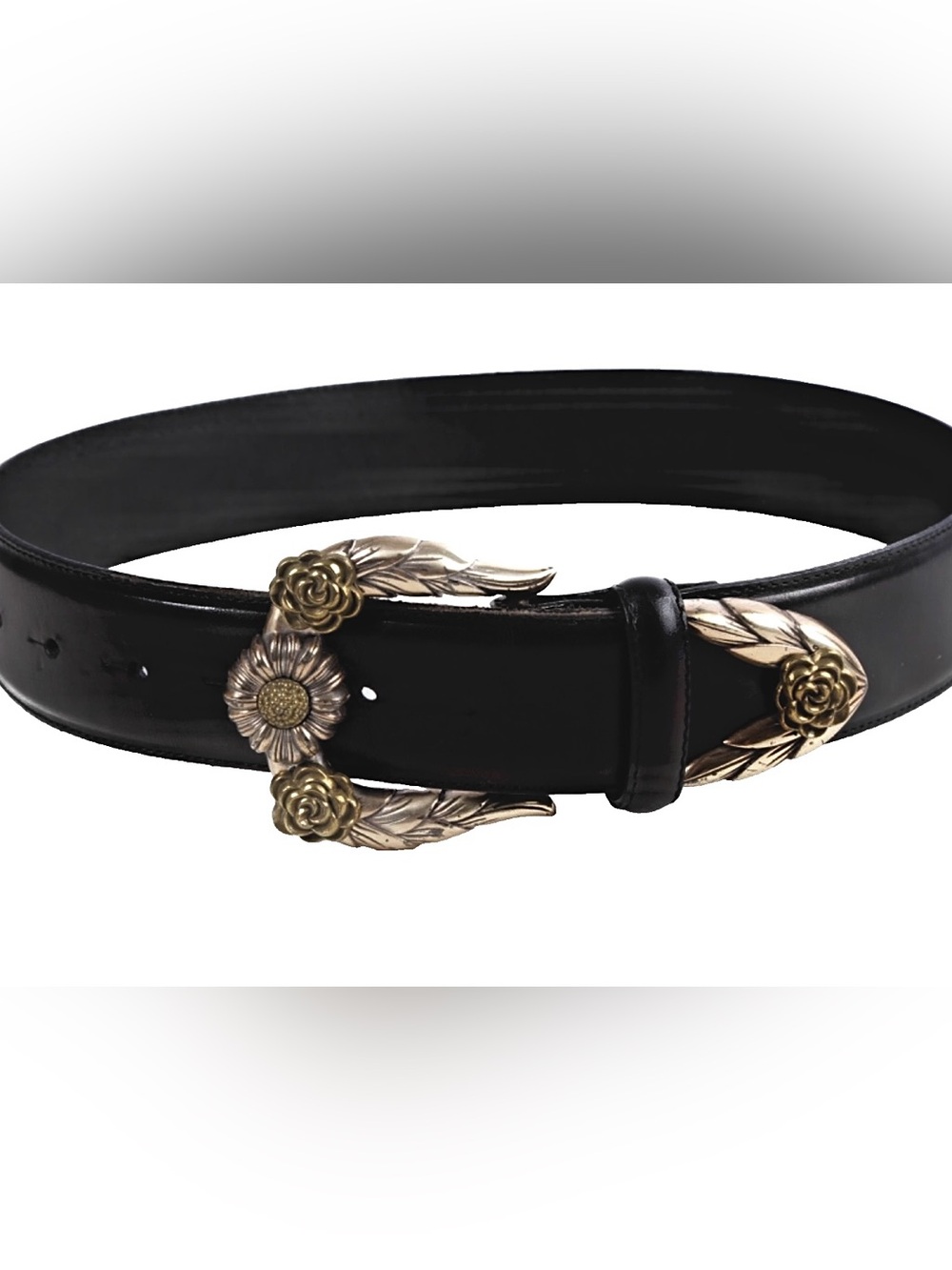 Vintage leather Brighton belt with flower buckle